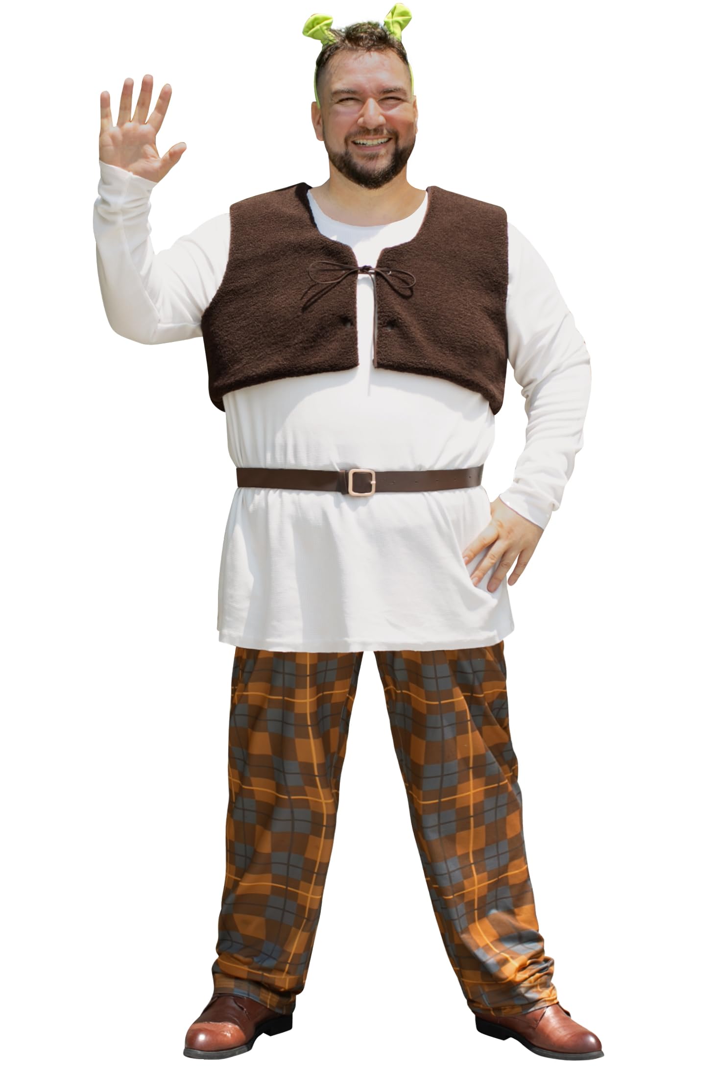 ERECT PEAK Cartoon Ogre Inspired Halloween Costume for Adults Green Robe with Hood and Gloves Full Cosplay Set XL