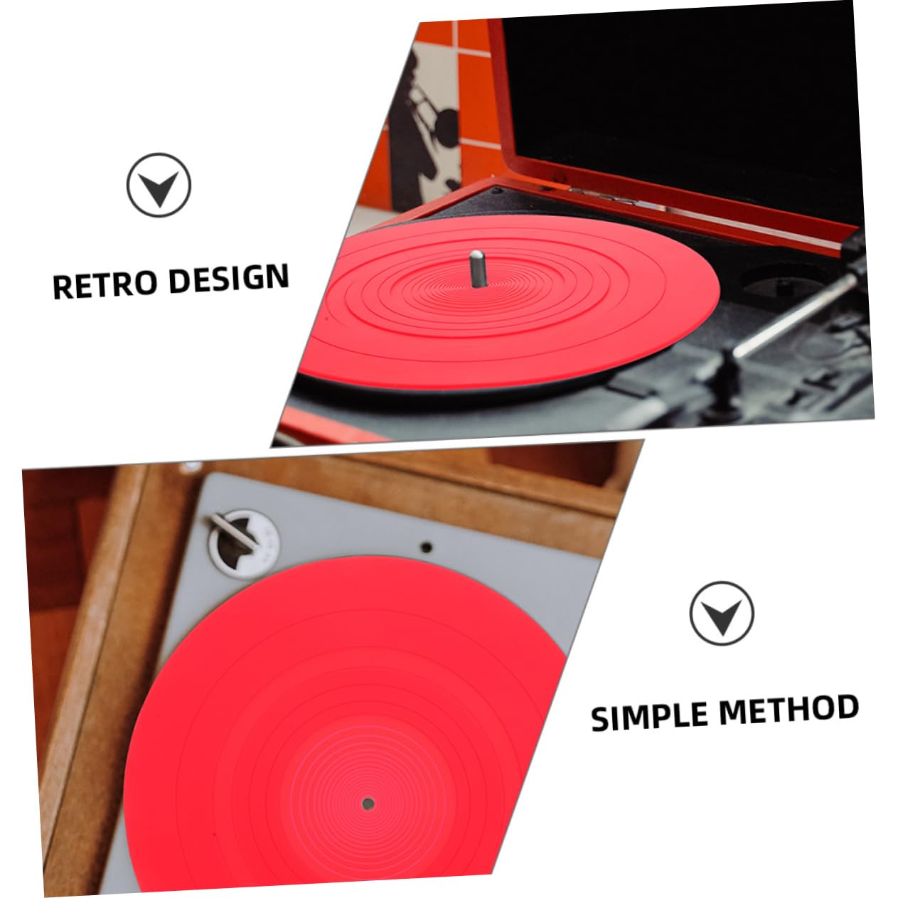 JEWEDECO 2pcs White Vinyl Record Player Mat Anti-static Turntable Slipmats Retro Design