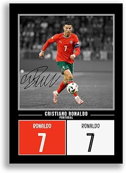 Cristiano Ronaldo Portugal Signed Photo Poster Print Picture Display Framed Autograph Memorabilia Gift Al Nassr (Black A4 Poster Only)