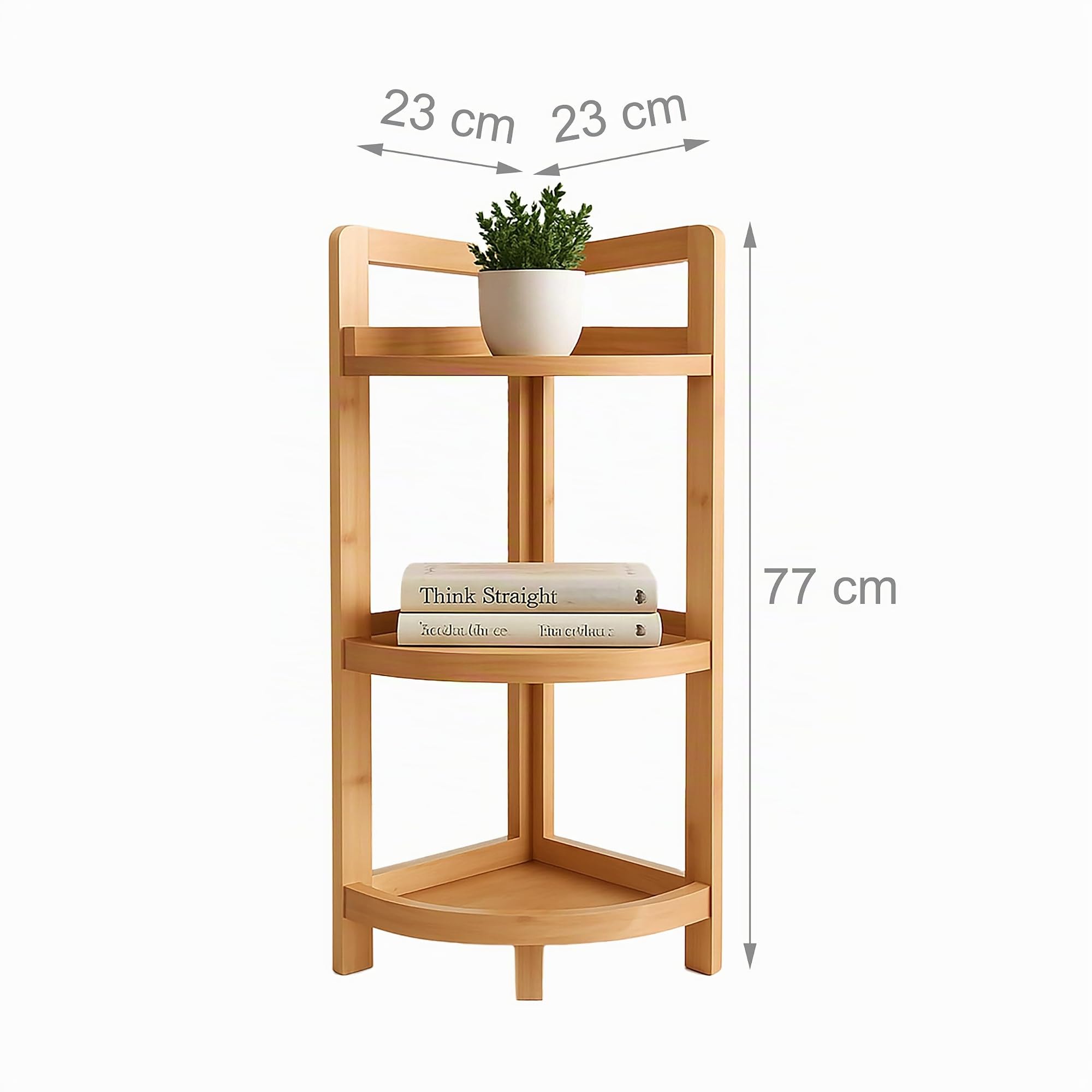 Estantería esquinera Relaxdays de bambú, 3 estantes, HBT: 77 x 23 x 23 cm, Estante para baño y Cocina, Ahorra Espacio.