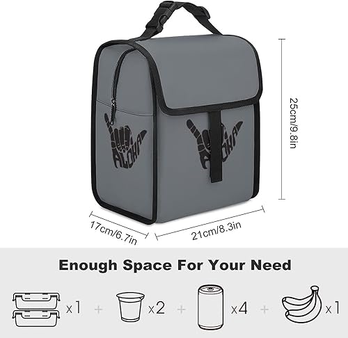 Miniatura 2 de Aloha - Bolsa de almuerzo aislada con estampado hawaiano a mano, bolsa portátil para almuerzo reutilizable, para el trabajo y picnic