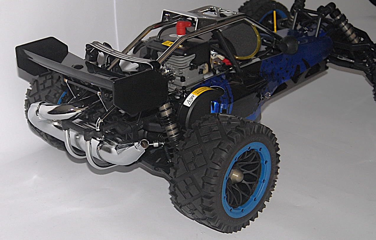Auto RC 1/5 Baha Baja 36cc 2WD Off Road Blu – Auto RC a Benzina Versione Speciale AS Hobby con Cerchioni Scomponibili 20 Raggi e Gomme All Terrain Incollate – 2.4 GHz