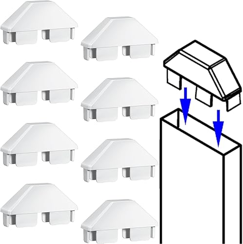 Pelopy 8 paquetes de tapas de vinilo para valla de piquetes de vinilo de 78 x 3 pulgadas, tapas blancas para postes de jardín al aire libre (oreja