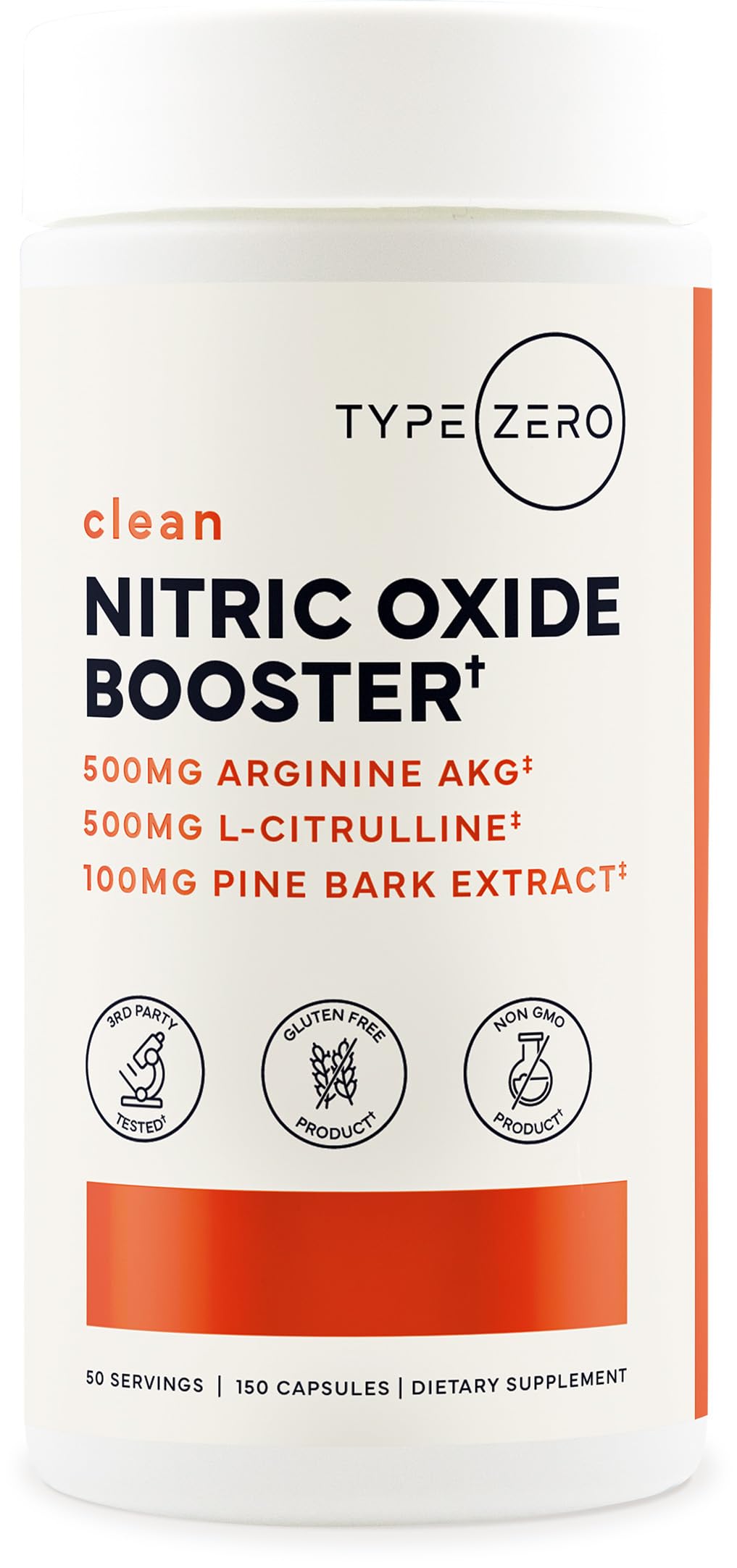 Type Zero Nitric Oxide 6X Booster, 150 Veggie Capsules - Natural Supplement - Beetroot, Arginine AKG, Citrulline, Pine Bark, Garlic & VIT C | Nitrous Oxide
