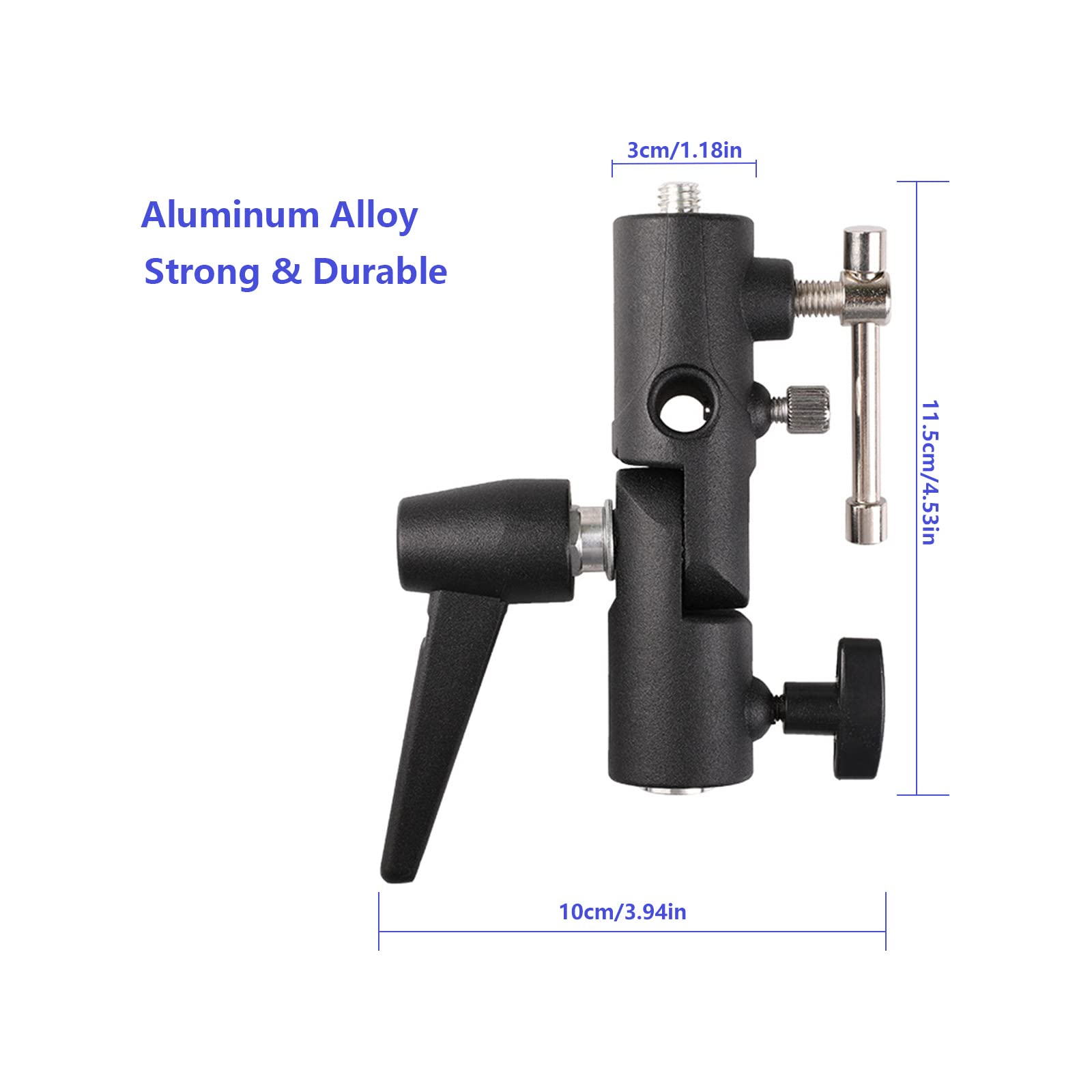 Sequpr H-Typ Blitzhalterung 180° Verstellbar Blitzneiger Schirmhalter mit 1/4" auf 3/8" Schraubadapter Blitz Lichtstativ Halterung für Blitz Lichtstativ Stativ Regenschirm