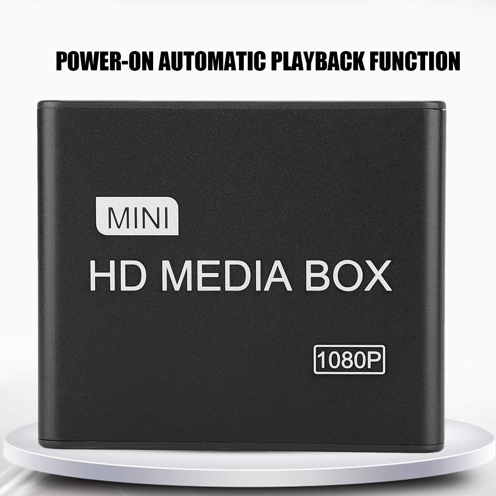 Mini Lecteur multimédia 1080P, Lecteur vidéo réseau Sortie HDMI HD MKV TS Rmvb et Lecteur de Disque Dur à décodeur Blu-Ray avec télécommande(EU Plug)
