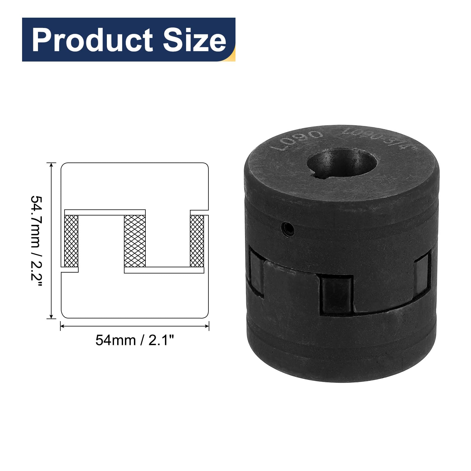 QUARKZMAN Accouplements Flexibles 1/2" à 3/4", Accouplements L090, Ensemble de Coupleur L-Jaw 3 Pièces Joint en Caoutchouc Buna-N NBR pour Équipement Hybride de Fendeuse à Bois