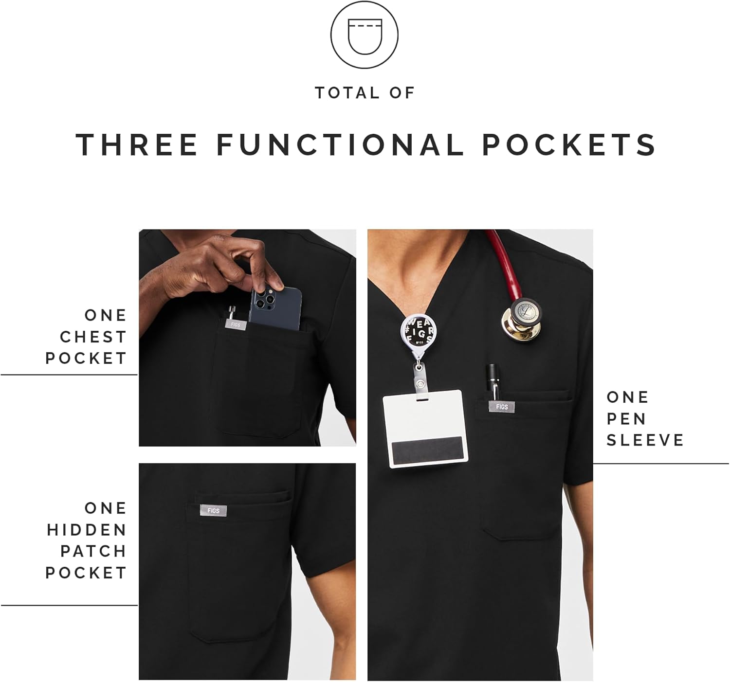 FIGS Leon Top & Tansen Pants Scrub Set for Men — Classic V-Neck, Jogger, Anti-Winkle, 4-Way Stretch