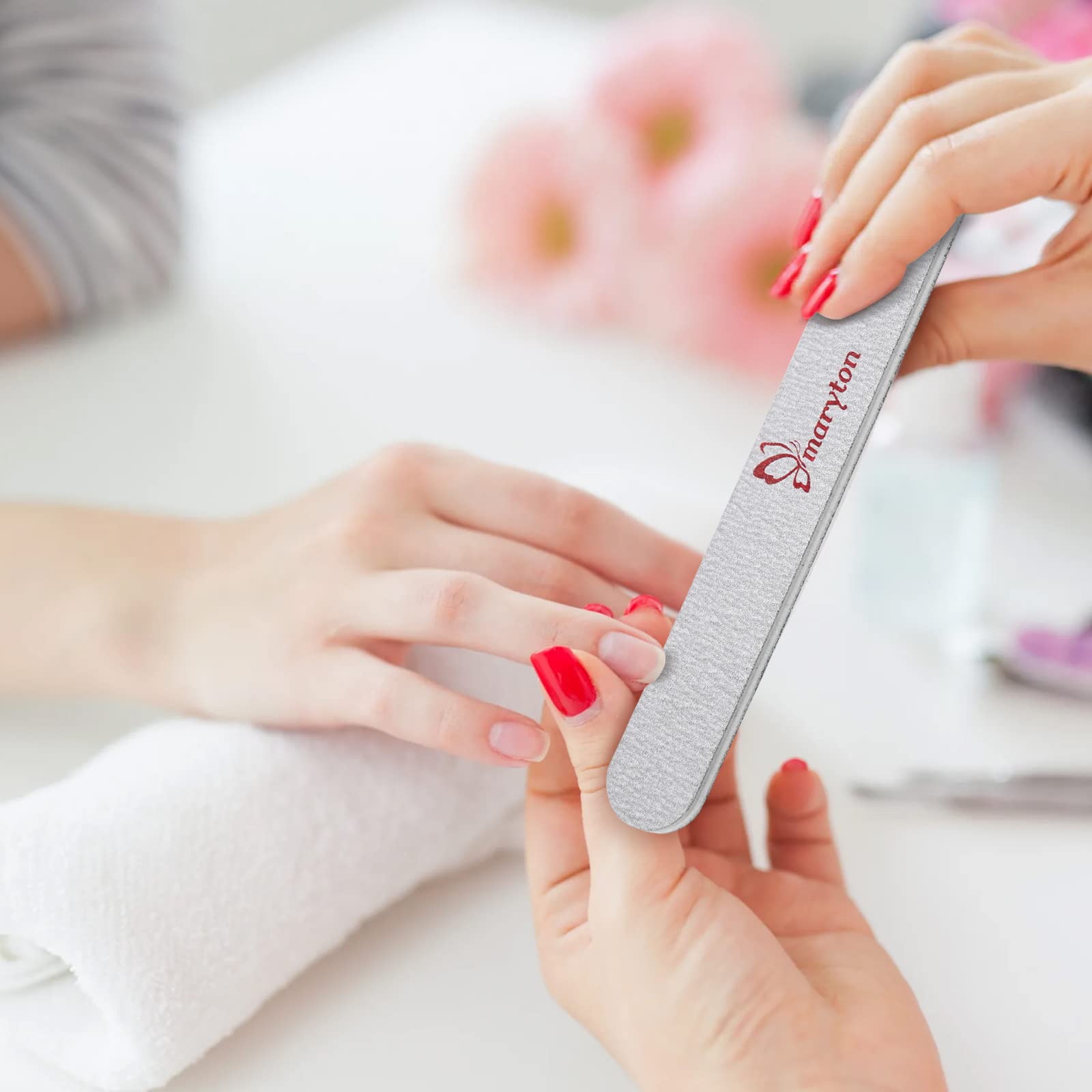 MARYTONLima de uñas para gel de extensión de uñas y uñas acrílicas de doble cara de esmeril Junta de limas de uñas Set de herramientas de manicura (20 unidades), Gris,