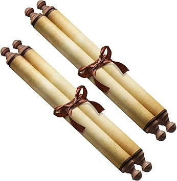 Makevivi 2 PCS Blank Scrolls Paper with Wood Rods, for Naughty or Nice List, Writing, Wedding Vows, Invitation, Love Letter, Cosplay Prop, Renaissance, 7.1 x 31.5 inches Style 2