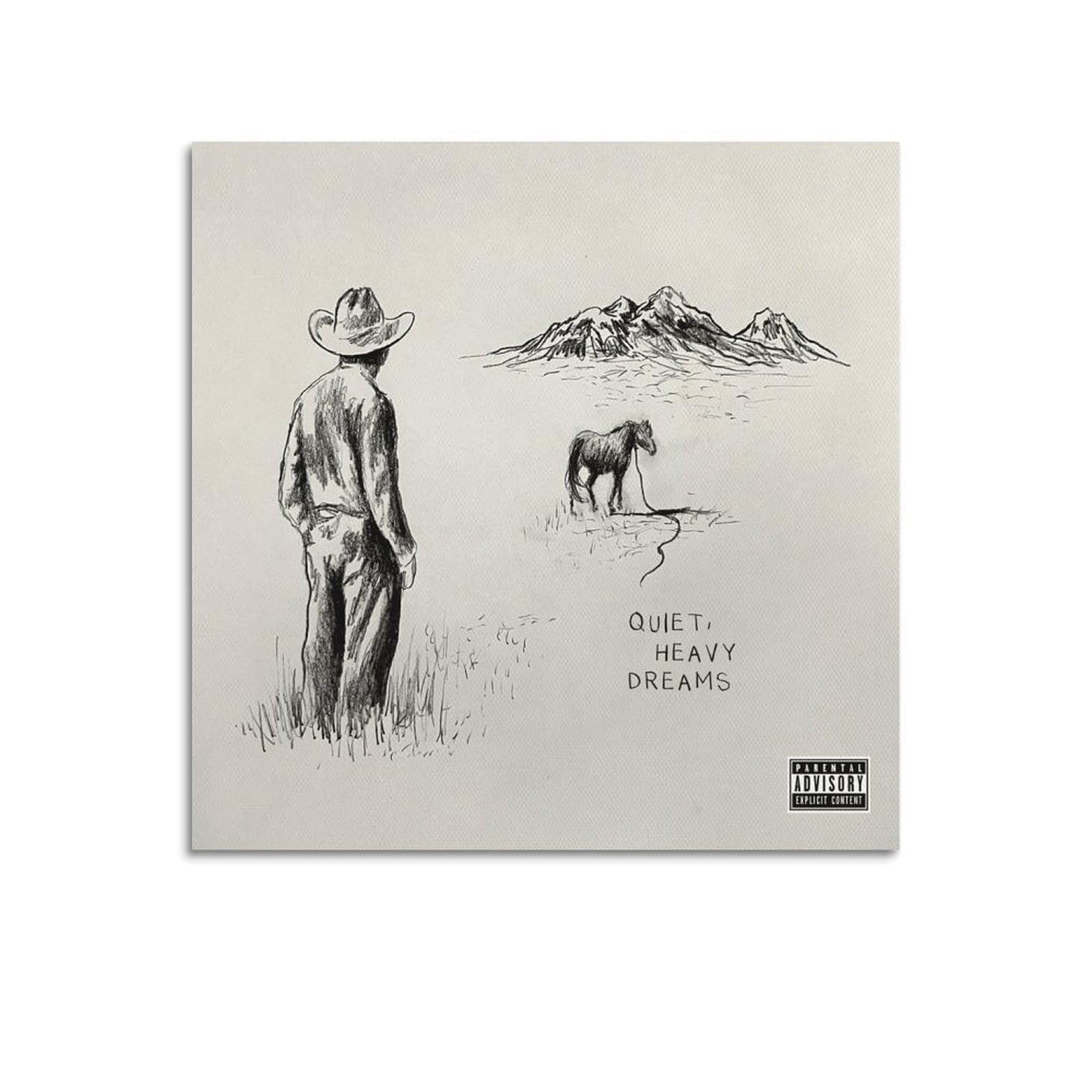 Fdrpmhc Unframe-Style Zach Bryan Quiet Heavy Dreams Album Cover Poster Canvas Wall Art Decor Living Room Modern Family Bedroom 12X12inch(30X30cm)