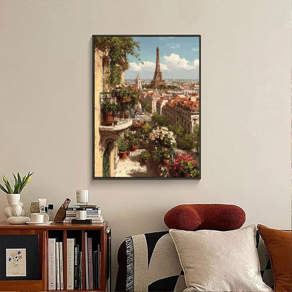 Malownicze Miasto Balkon Diamentowe Malowanie Dorosłych Zestawów, 5D Okrągłe Diamenty Malarstwo Dzieci Malarstwo, Diamant Sztuka Haft Krzyż Haft Obrazy, Art Mozaika Dekoracje Ścienne 80x110cm HJ8-322