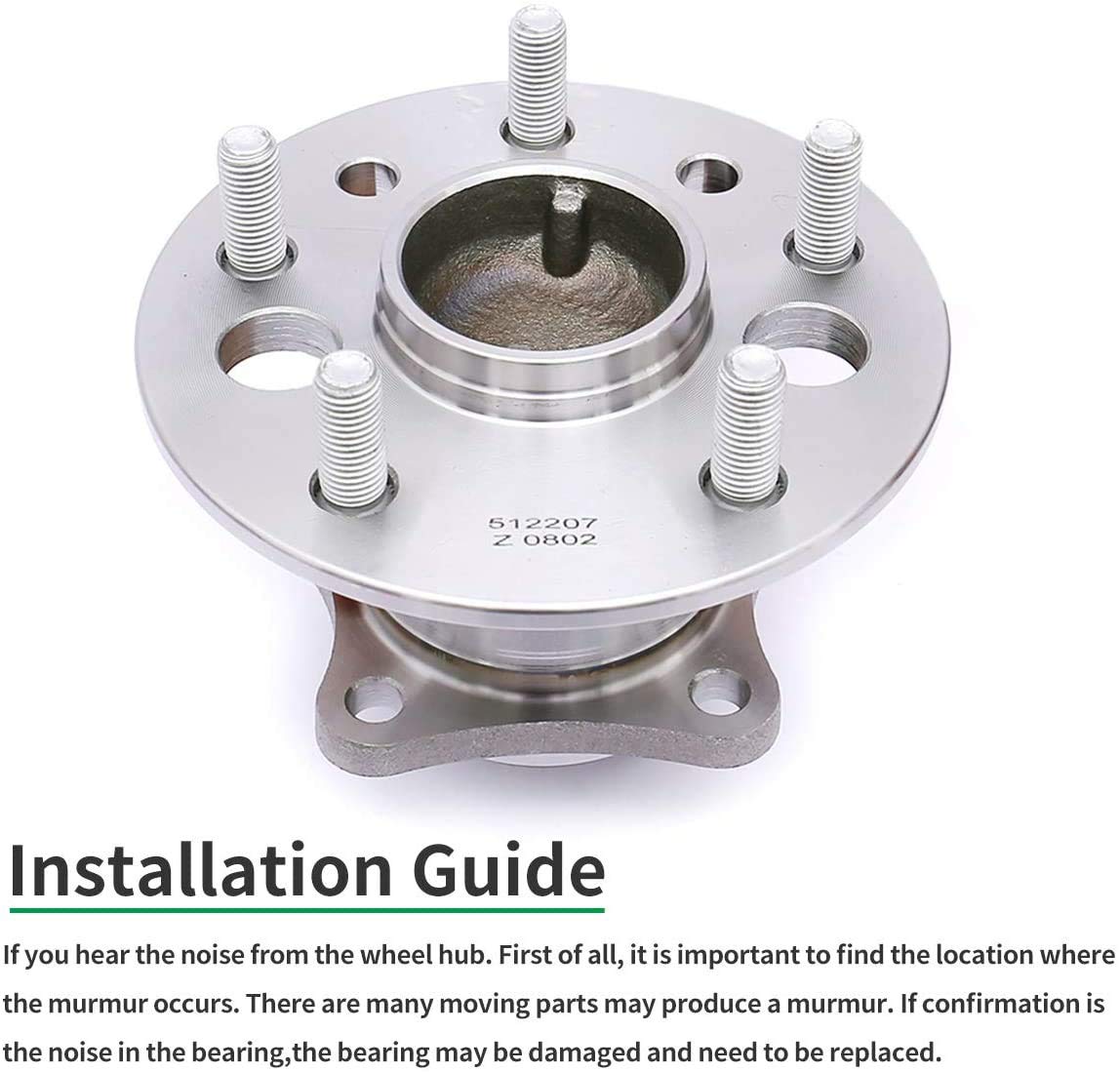 HICKS 512207 Rear Right Wheel Hub Bearing Assembly fit for 2002-2011 Toyota Camry (ABS Models), 2005-2012 Toyota Avalon (ABS Models)