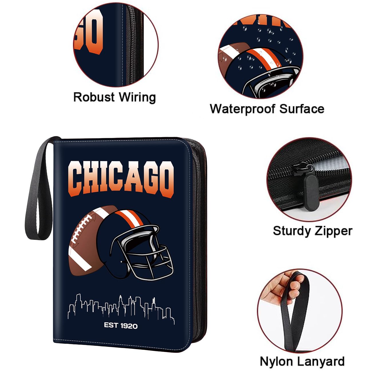 ChicagoTrading - Carpeta para tarjetas, 4 bolsillos para 400 tarjetas con 50 fundas extraíbles, para guardar tarjetas, archivador