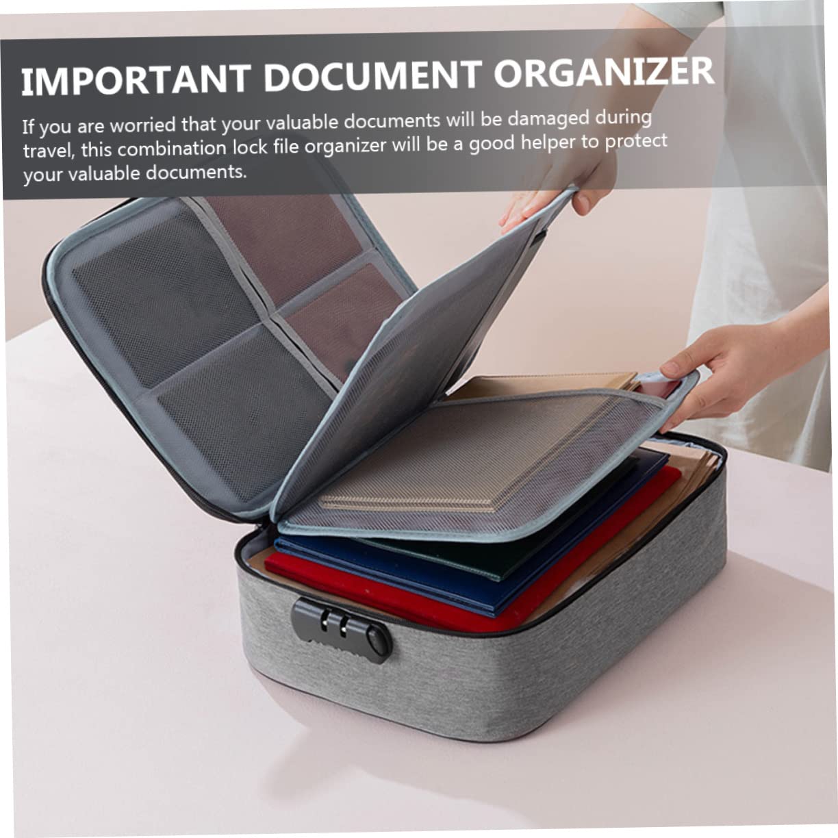 Portadocumenti Oxford Archiviazione Documenti Sicura, Borsa Organizzatore Portatile a 3 Livelli Serratura per Casa e Viaggio