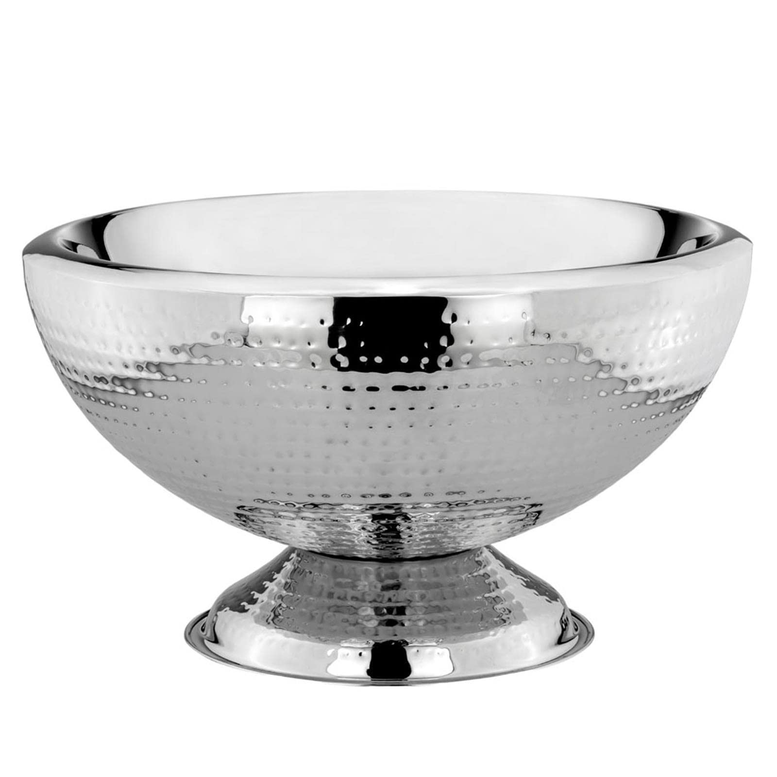 Edelstahl Flaschenkühler Ø 43 cm mit Fuß - große doppelwandige Tischschale für Sekt, Wein und Champagner - elegant für Bar, Esstisch und festliche Anlässe