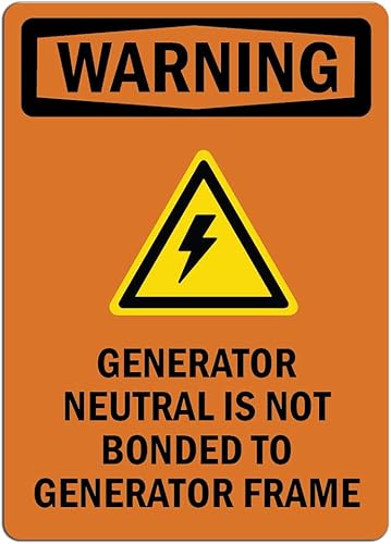 Letrero de advertencia: el generador neutro no está unido con etiqueta de símbolo, calcomanía para tienda minorista, se adhiere a cualquier