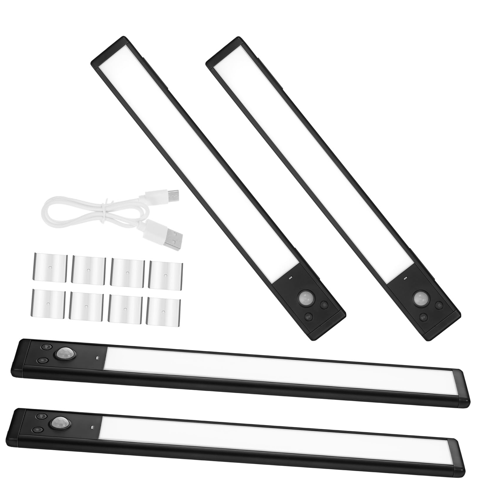 VALICLUD Confezione da 4 Barre Luminose a Led Sottopensile con Attivazione a Movimento, Facili da Installare E con Forte Magnete, Ideali per Cucina, Corridoio, Scale E Altri Ambienti Interni - Nero