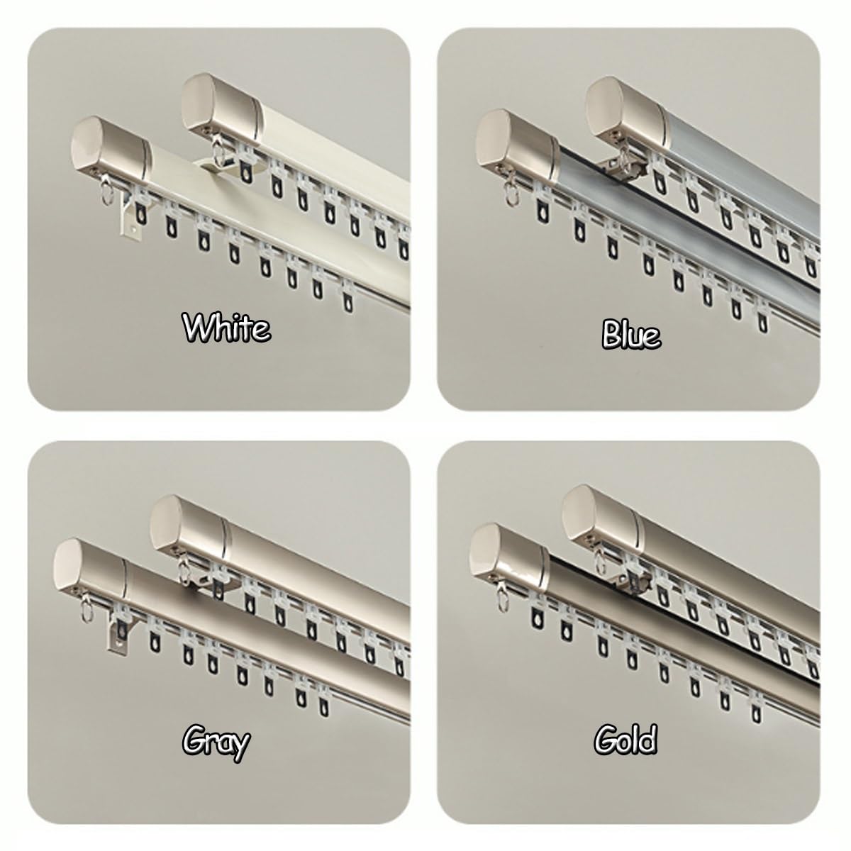 Montowany na suficie system podwójnych kurtyn, redukujące hałas, aluminiowe szyny do salonu i sypialni, eleganckie złote wykończenie, długość 320 cm, idealne do dzielenia pomieszczeń