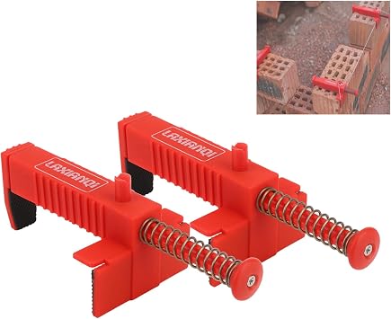 2Pcs Brick Liner Clips Line Runners Plumber Tools Leveling Measuring Tool,with A Spring-Loaded Clip,Bricklayer Profile Fixer Brick Line Clips Runner Brick Leveling for Positioning ofred