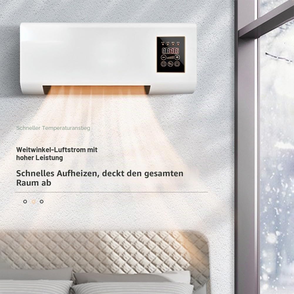 2-in-1 Wandmontierter Klimaanlagen-Ventilator, Doppelfunktions-Heiz- und Kühlgerät, platzsparendes Design für Badezimmer, Büro, Schlafzimmer, Wohnmobil, leiser Betrieb, weiß (1)