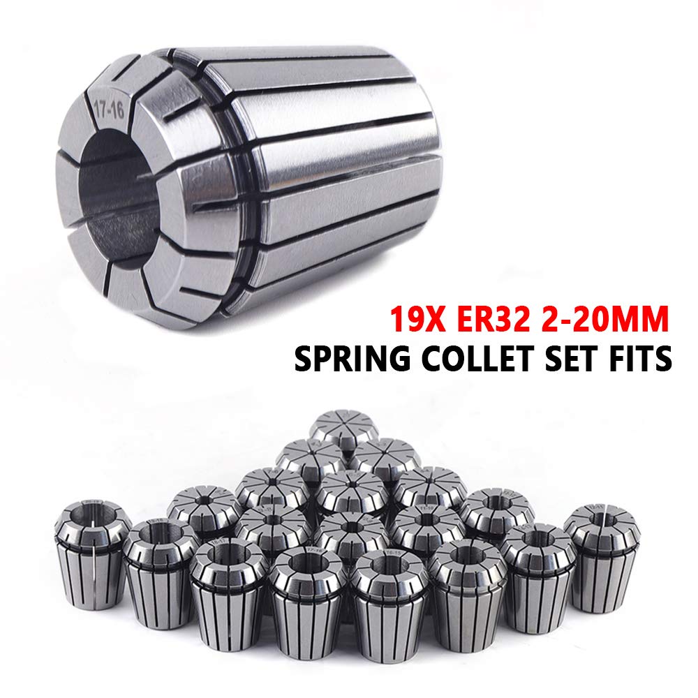 19-częściowy zestaw tulei zaciskowych ER32 2/25"- 4/5", zestaw tulejek zaciskowych ze stali sprężynowej, klucz do frezowania CNC, grawerunek USA w magazynie