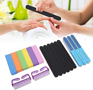 17 peças Conjunto de arte de unhas, ferramenta de polimento de arte de unhas, conjunto de arte de unhas bloco de lixamento tira de polimento de moagem escova de limpeza de poeira ferramentas de arte de