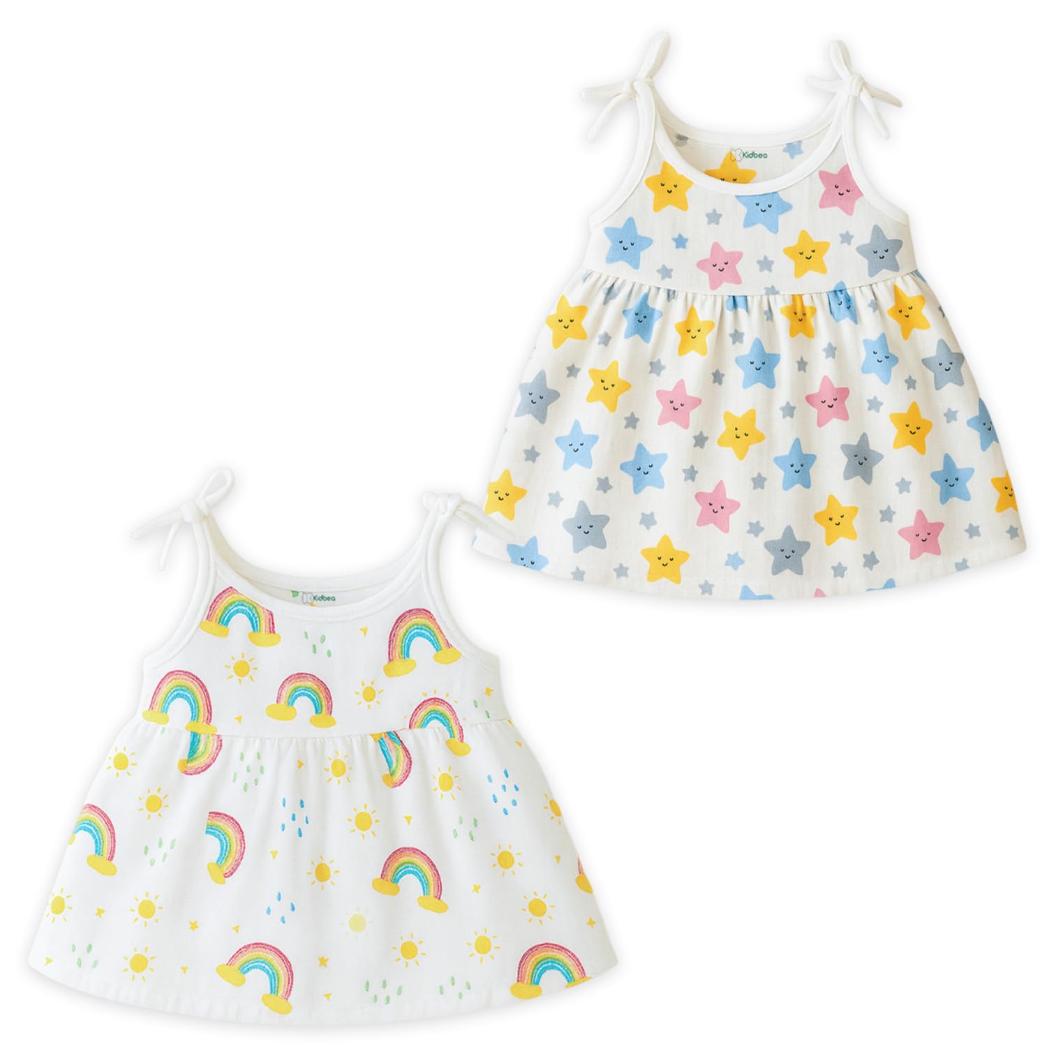 kidbea Organic Cotton Baby Girl Dresses | Muslin Frock for Girls | Soft Breathable Cute Printed Summer Wear Clothes with Tie-Up Shoulders-picture-26