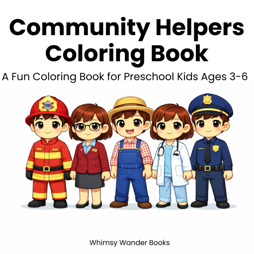 Community Helpers Coloring Book: A Fun Coloring Book for Preschool Kids 3-6