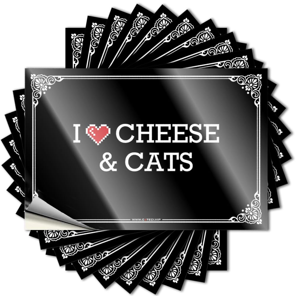 I Love Cheese & Cats Quote Large Self Adhesive | Badass Water Vinyl Sticker Pack for Man(8X12CM)
