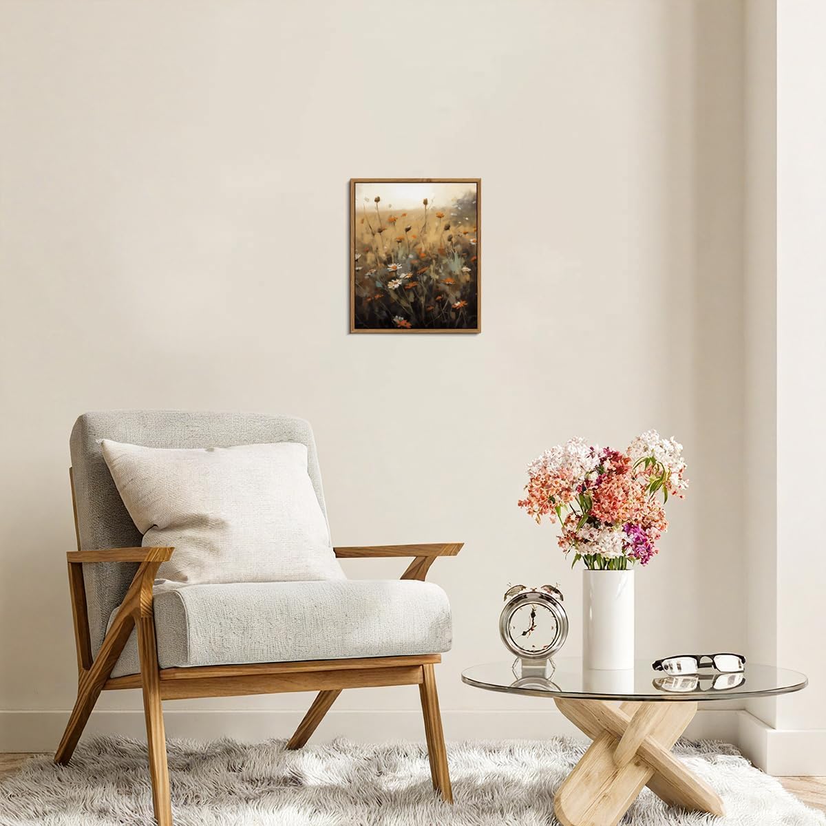 AIMAILON Wooden Framed Swinging Daisy Pattern, Rural Landscape Art 10x12 | classic plant aesthetics, home decoration, environmentally friendly and odorless, finished product hanging paintings