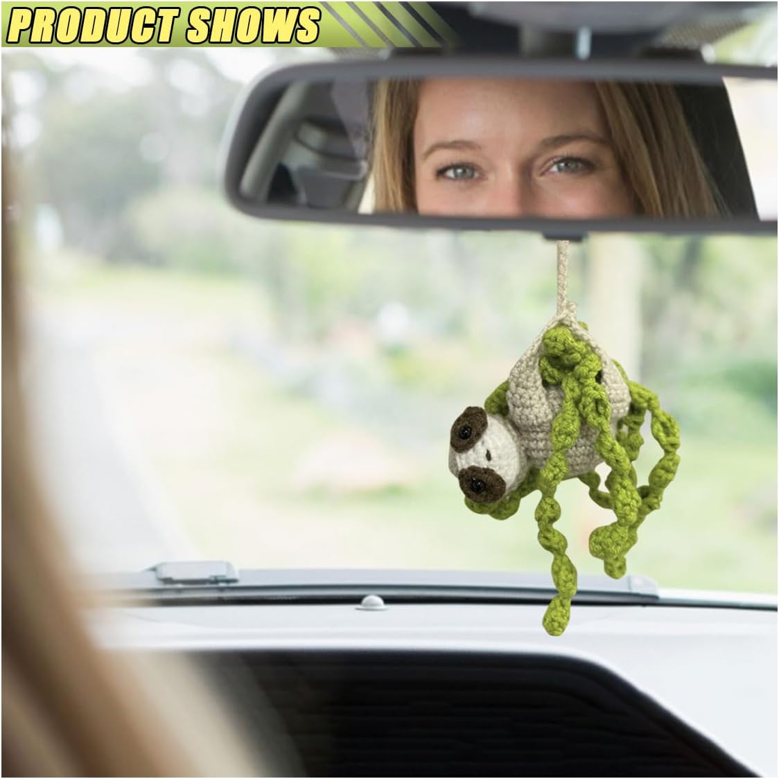 Crochet Sloth Car Mirror Hanging Accessories, Handmade Knitted Car Rear View Mirror Charm, Cute Automotive Interior Ornament Decoration Car Pendant, A Present for Sloth Lovers, Women (Sloth) - Image 5