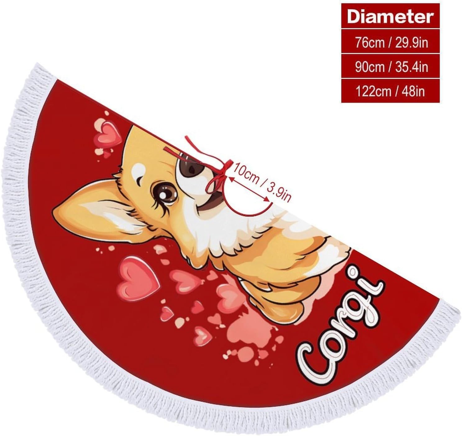 Corgi Mama Mom Christmas Tree Skirt Round Xmas Tree Mat Ornaments Tree Skirts with Tassels for Holiday Party