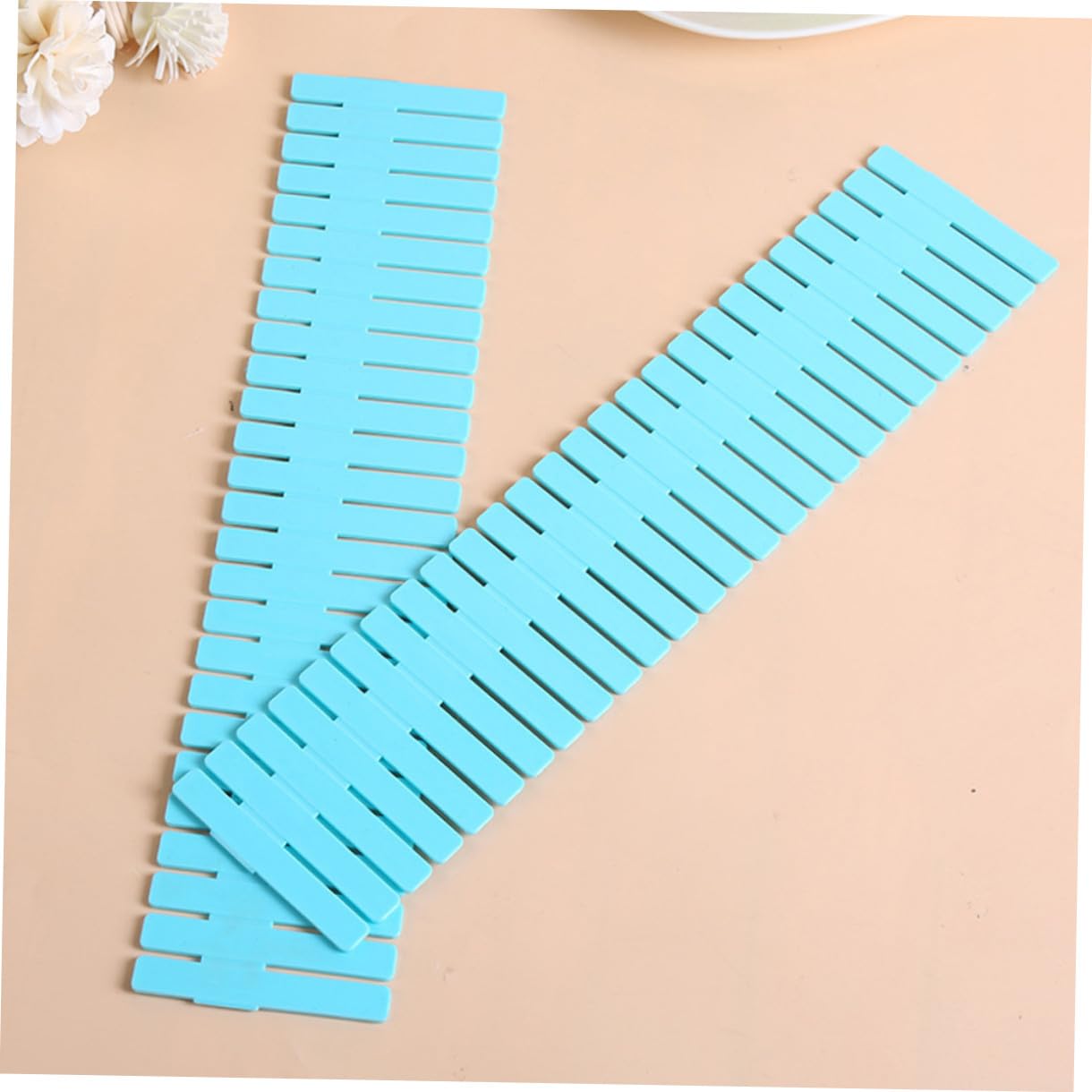 Divisori per Cassetti Regolabili 32 Pezzi in Pp Blu | Organizzazione Ordinata, per Cucina e Biancheria, Formato 32, 4x7cm, Separazione Modulare