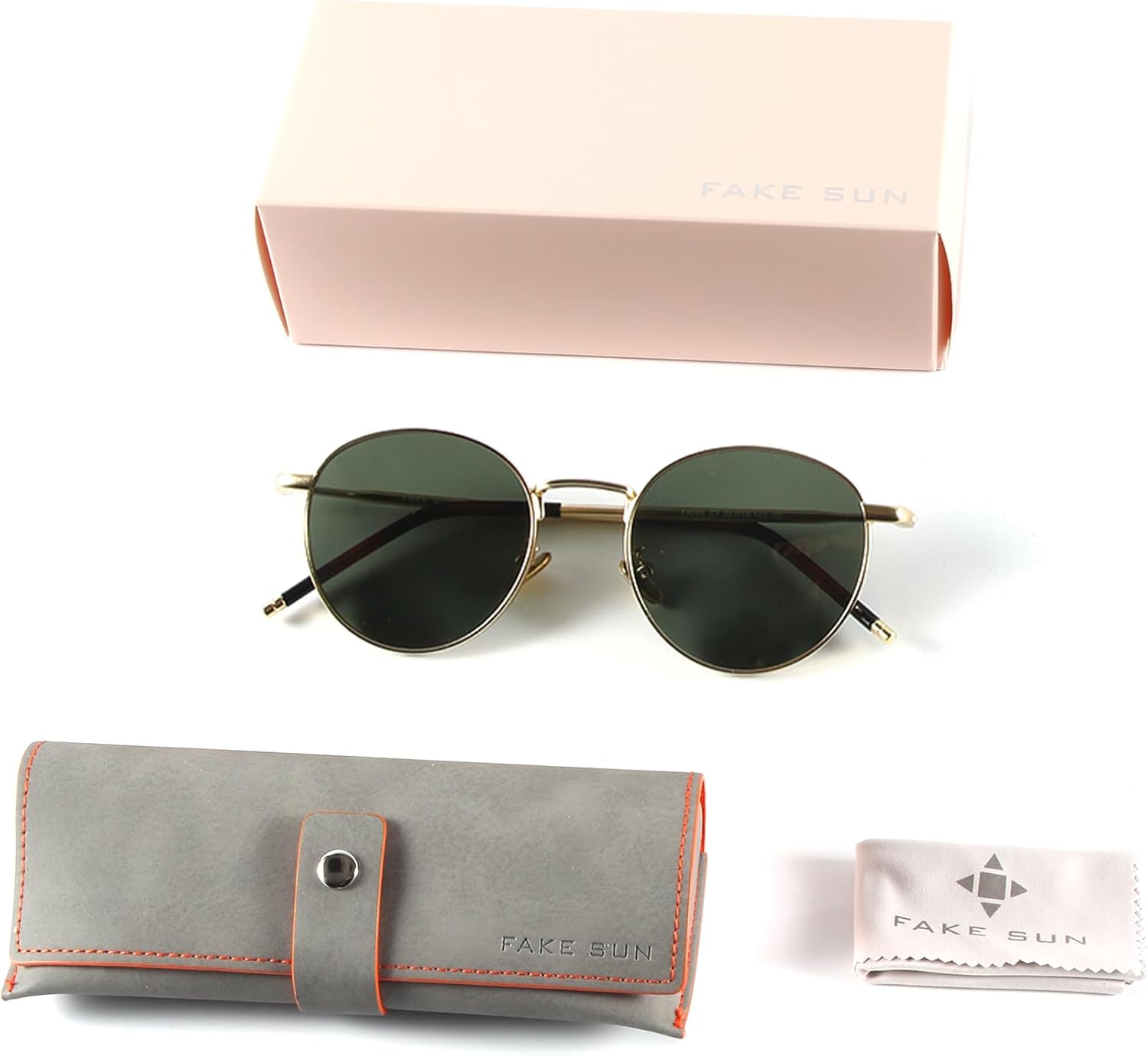 Vintage Polarized Round Premium Sunglasses - Gold Metal Frame and Green Lenses for Men & Women with Premium Travel Case - UV Protection