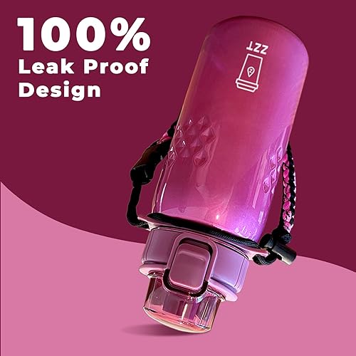 Miniatura 4 de ZZT Botella de agua de 25 onzas con boquilla y mango de cuerda de paracaídas ajustable, jarra de agua de boca ancha a prueba de fugas, tritán, libre