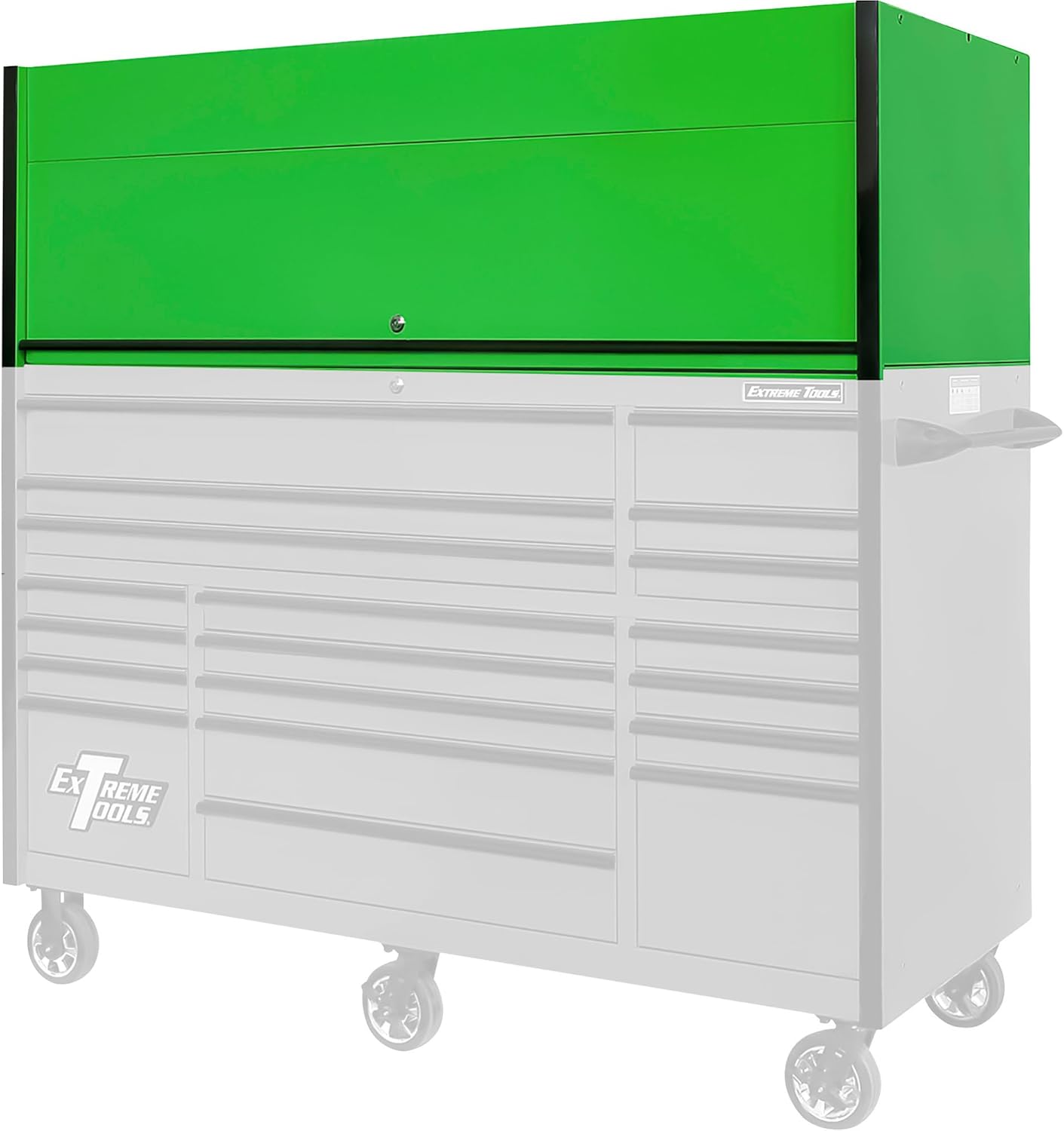 Extreme Tools RX Series 72in. Extreme Power Workstation Professional Hutch - Green with Black Handle, 72in.W x 30in.D x 22.3in.H, Model# RX723001HCGNBK