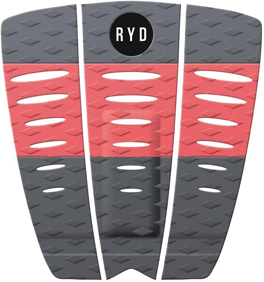 Ride TD40040112 Deck Pad, Traction, 3 Pieces, 0.2 inch (5 mm) Thick, Tail Kick, 1.0 inch (25 mm), 3M Tape Adhesive, Gray/Red, Genuine Product