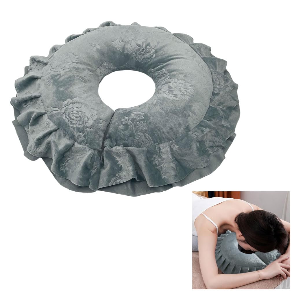 HASTHIP® Face Down Prone Pillow - Massage Pillow Face Cradle Soft Velvet Massage Elegant Floral Embossed Face Down Cushion with Premium PP Cotton Filling Removable and Washable Spa & Home Use-image-16