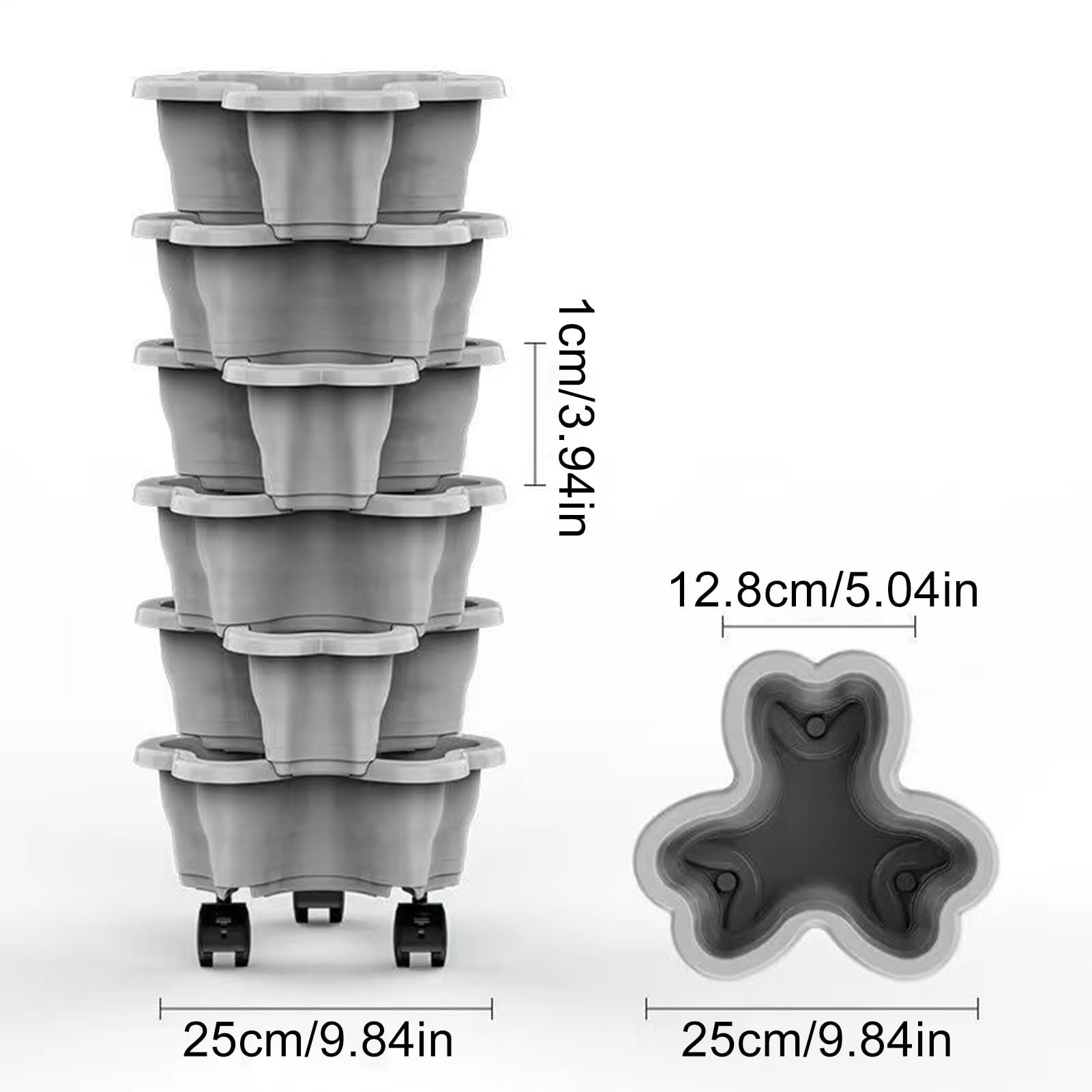 Generico Fioriera per fragole rotolante con ruota, fioriera verticale da giardino a 6 livelli, vaso da fiori per interni ed esterni, balcone, cortile, patio, portico