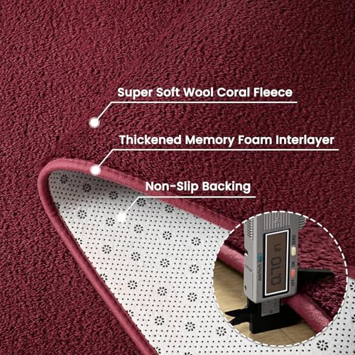 Tapete corredor 2x6 pies rojo Burgundy, antideslizante miniatura 4