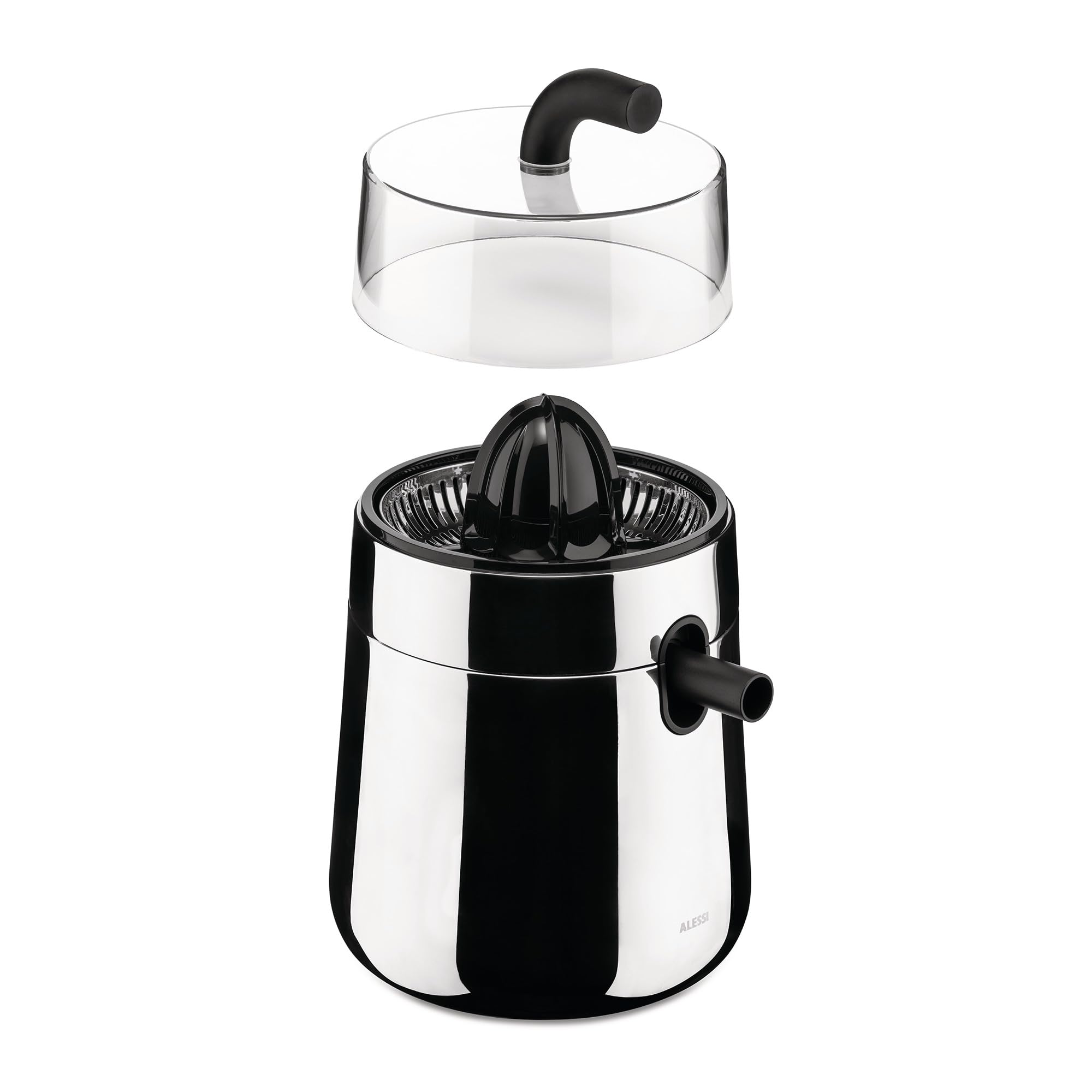 Alessi Toru NE02 B - Spremiagrumi Elettrico di Design, in Acciaio Inossidabile 18/10 e Resina Termoplastica, Presa Europea, 85W, Nero