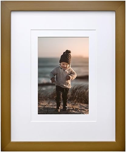 KINLINK Marcos de fotos de 8 x 10 pulgadas, marcos de madera marrón con plexiglás acrílico para fotos de 4 x 65 x 7 con paspartú o de 8 x 10