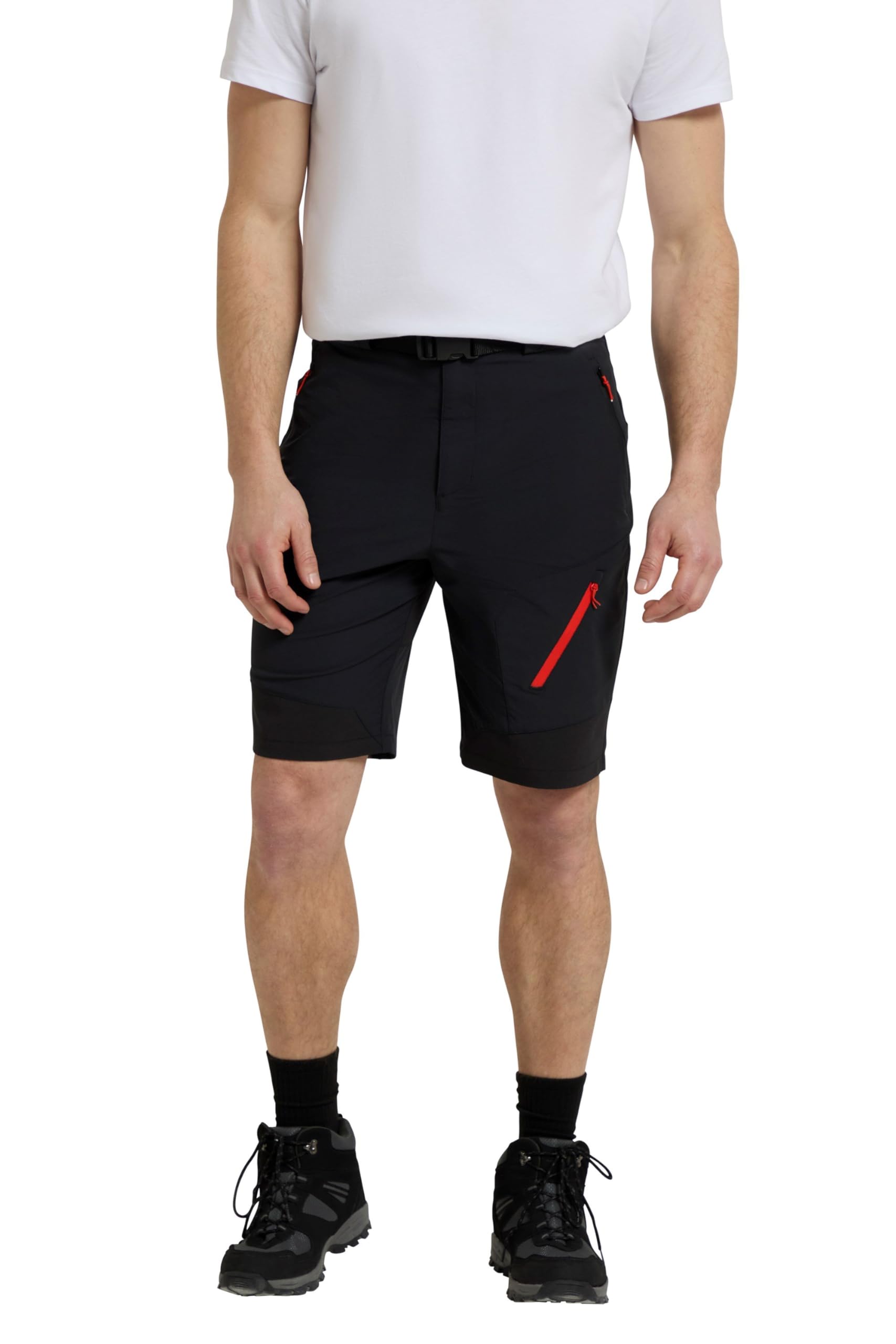 Mountain Warehouse Mens Trekking Shorts - Water Resistant Casual Short Trousers, 4-Way-Stretch, UPF 50+, Lightweight - Spring Summer, Walking, Hiking & Outdoors Black W28