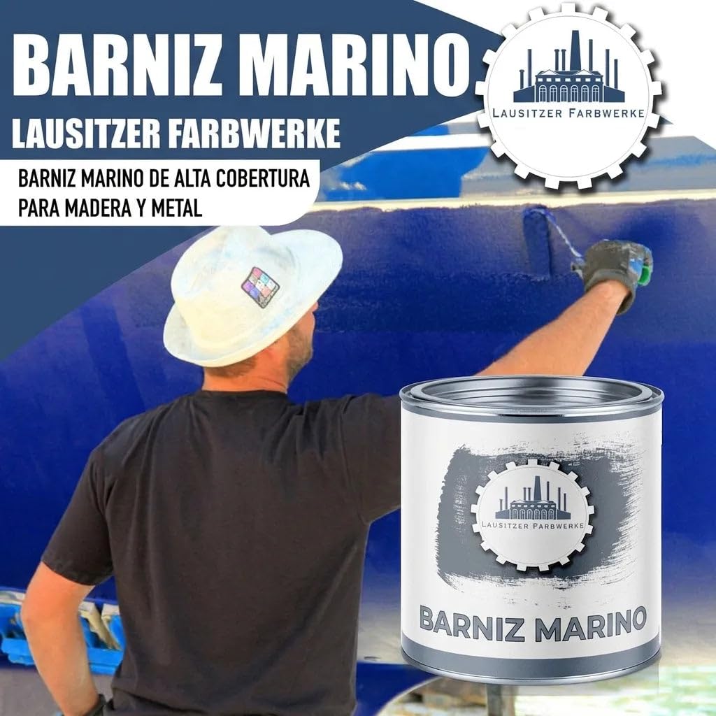 barniz marino tradicional 2K kit para GFK/Poliéster/Plástico incl. Endurecedor barniz marino brillante Pintura para barcos Pintura yates 2 componentes (10 L, Azul cielo RAL 5015) Lausitzer Farbwerke