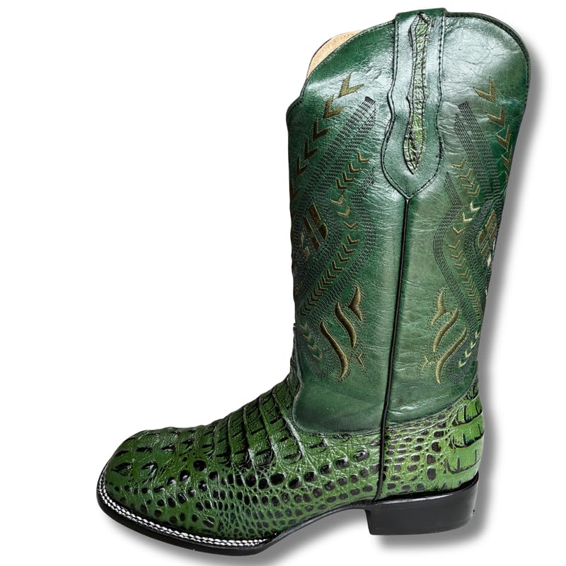 Image of Men's Alex Exotic Caiman Python Western Cowboy Boots Square Toe Pull On Tall Shaft bota de vaquero para hombre