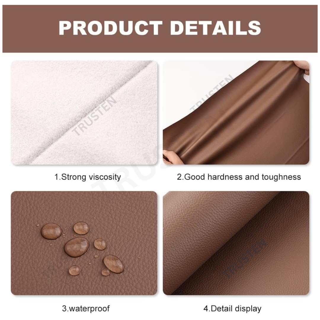 TRUSTEN Self-Adhesive Leather Repair Patch | Strong Glue Sticker for Sofa, Car Seat, Bike Seat, Chair & More | Waterproof, Scratch-Resistant, Durable DIY Leather Fix Solution (1) 3