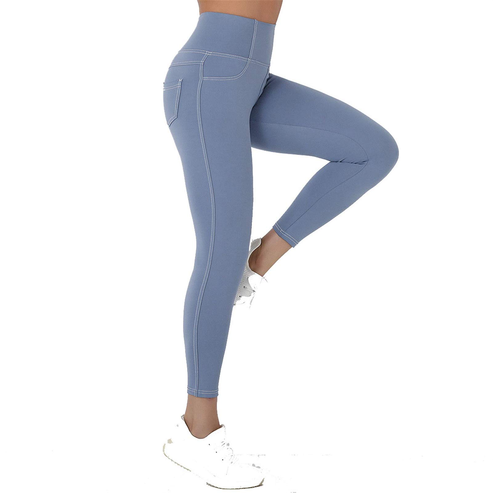 Damskie legginsy do jogi, na fitness, Damska wysoka talia nagi uczucie skinny spodnie do jogi z kieszeniami, panie tyłek windy Legginsy treningowe Tryby fitness Spodnie rozciągliwe sportowe legginsy d
