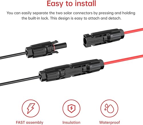 Miniatura 3 de Cable de panel solar de 10 AWG de 20 pies a conector Anderson 2, 6, 10, 20, 35, 50 pies, cable de extensión solar para estación de energía portátil,