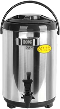 Stainless Steel Insulated Food Containers, Commercial Insulated Cold Milk Tea Bucket Stainless Steel Insulated Beverage Dispenser Large Capacity Tea Juice Bucket LYWY Color Black, Size 10L